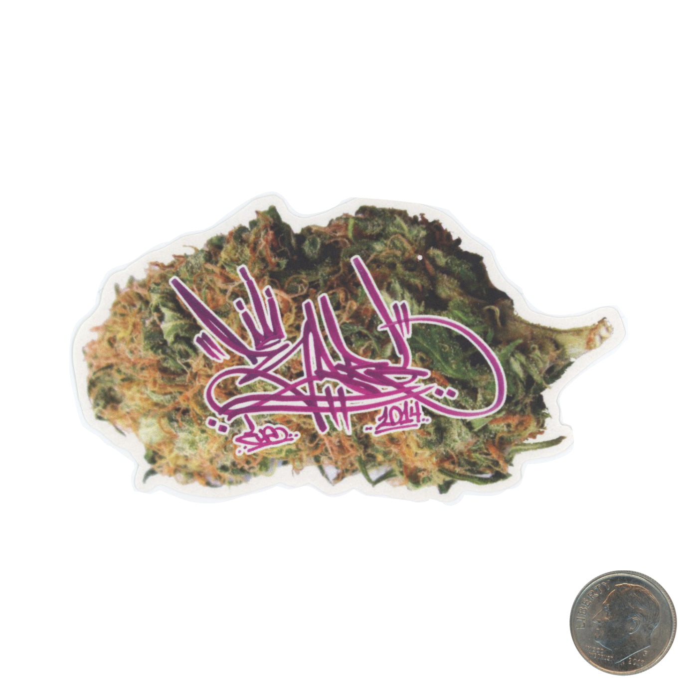 Bareone Cannabis Sticker with dime