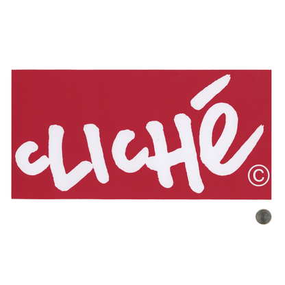 Cliché Skateboards Logo Red Sticker with dime