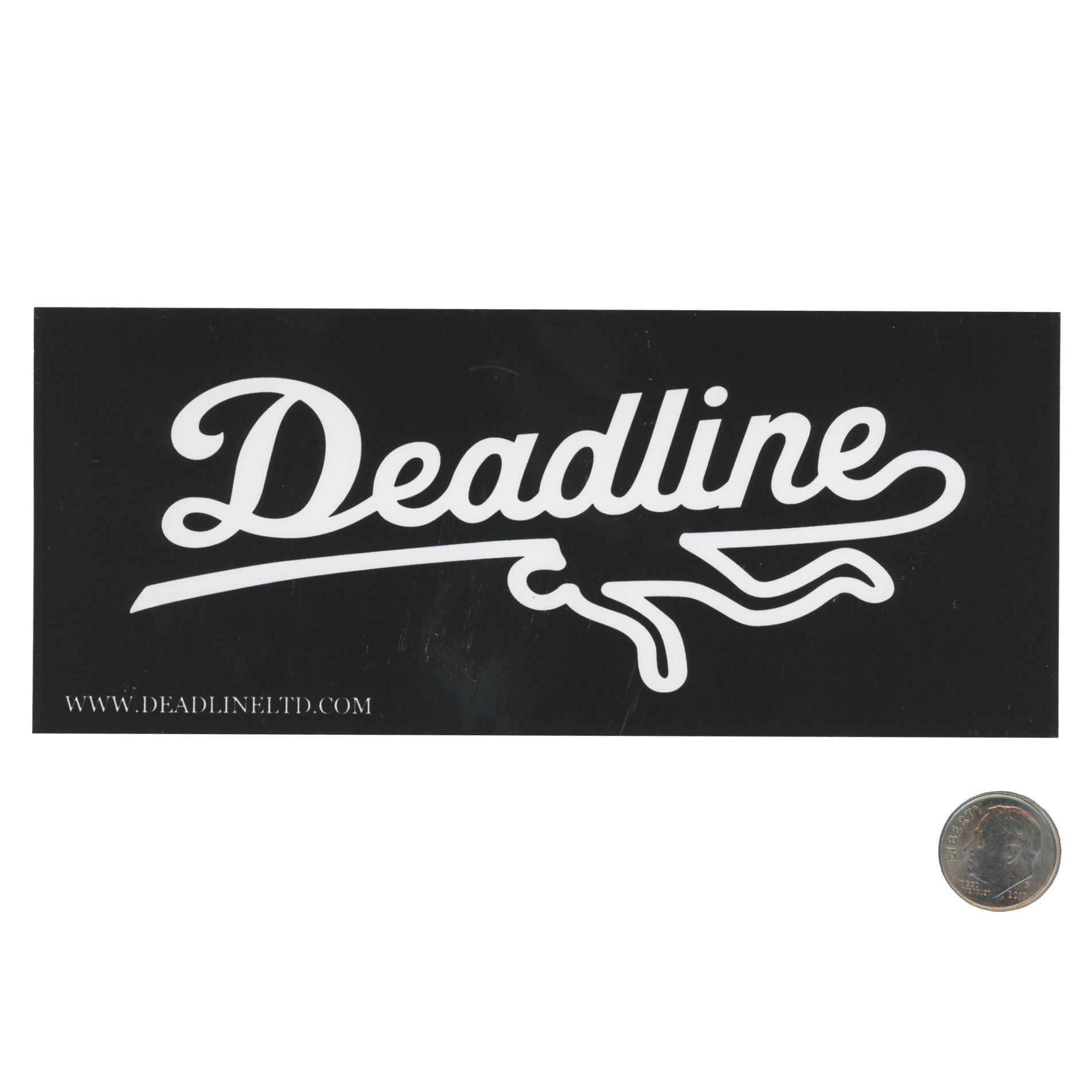 Deadline Black Logo Sticker with dime