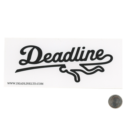 Deadline Black Font Logo Sticker with dime