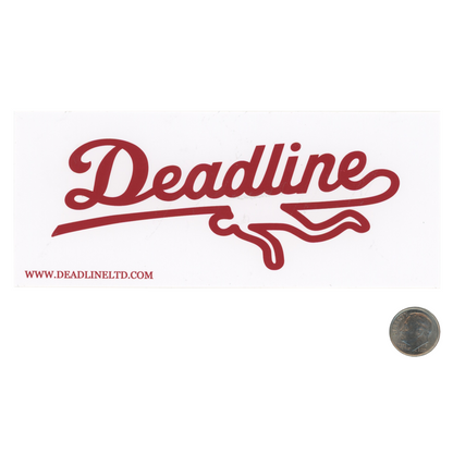 Deadline Red Font Logo Sticker with dime