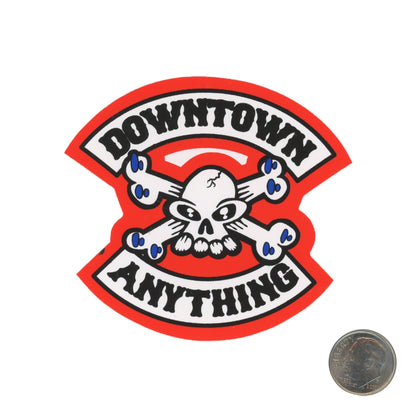 A NY Thing Downtown Anything Skull & Cross Bones Sticker with dime