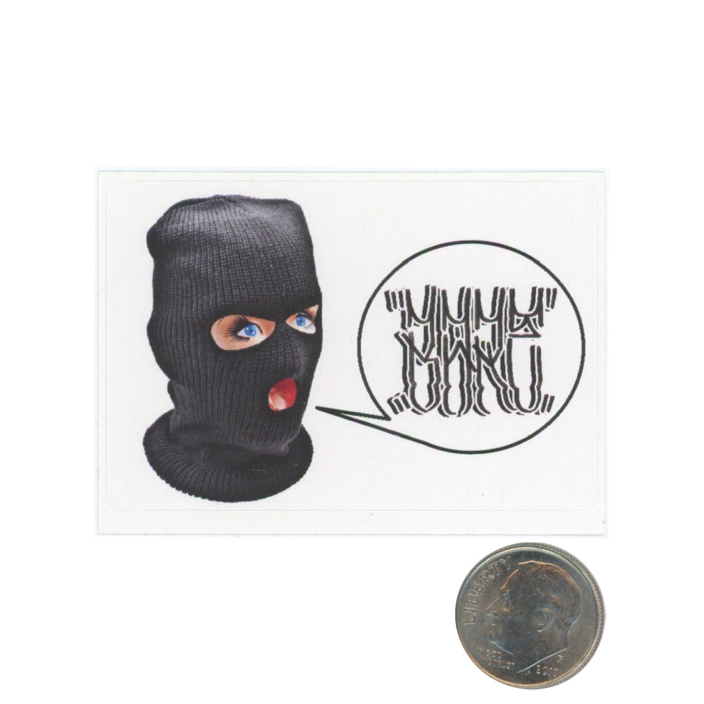 Bareone Girl in Mask Speaking Sticker with dime