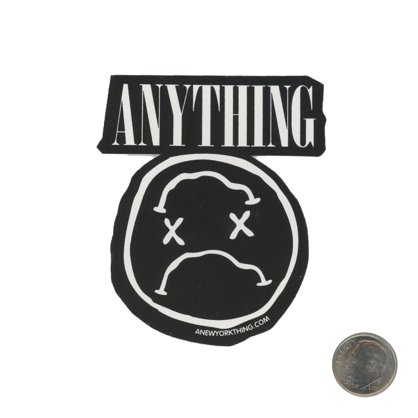 Anything Nirvana Sad Face Style Sticker with dime