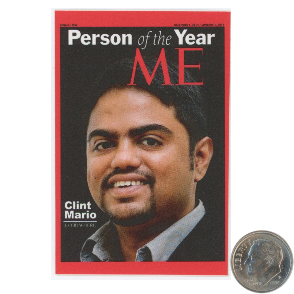 Clint Mario and ME Person of the Year Sticker with dime