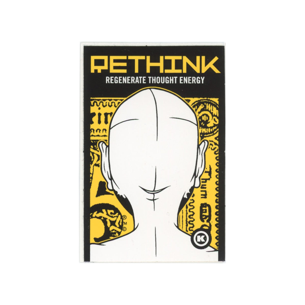 Dave Kinsey RETHINK Regenerate Thought Energy Yellow Black Sticker