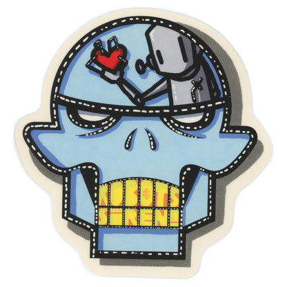 Matt Siren Robot Skull Blue Sticker