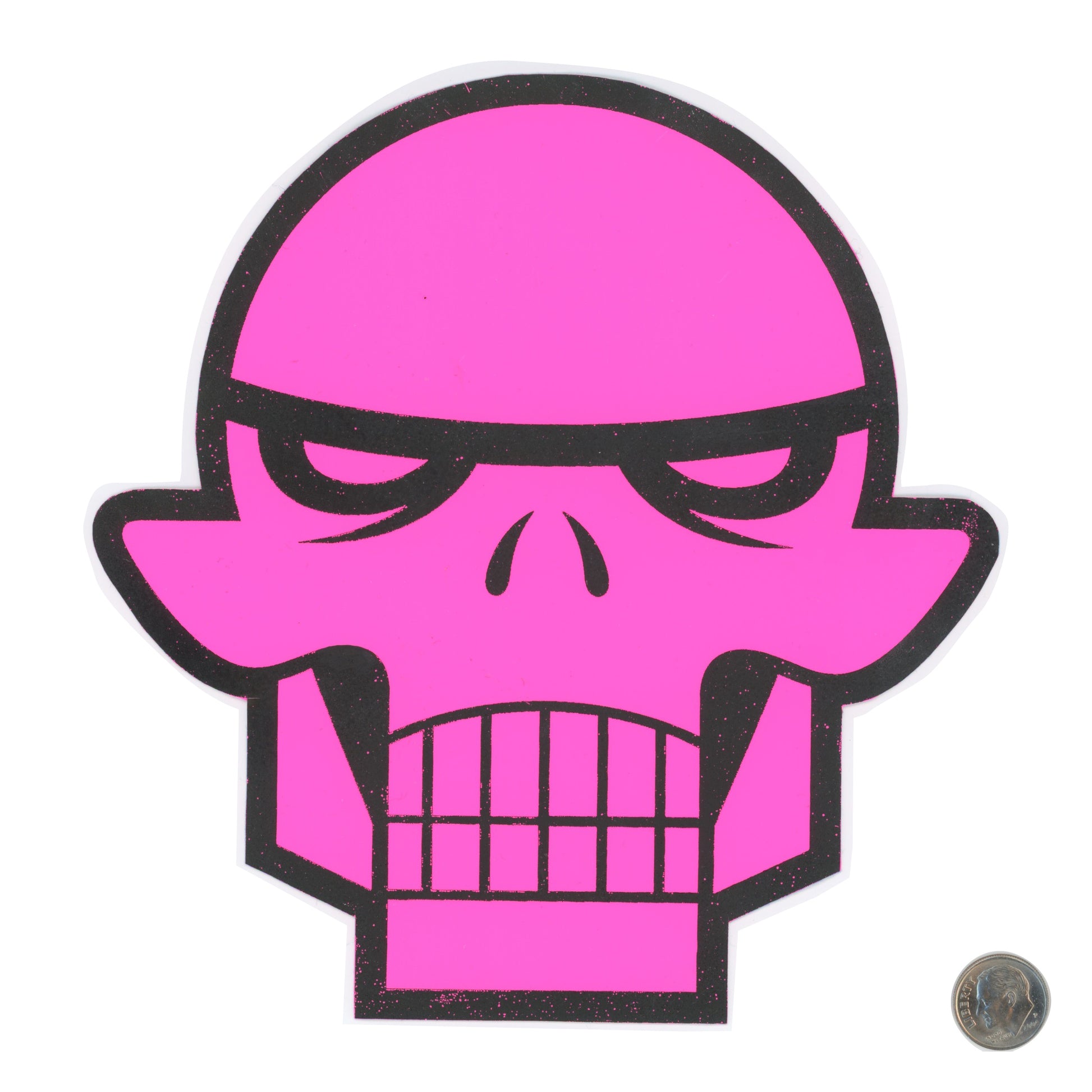 Matt Siren Skull Pink Sticker with dime