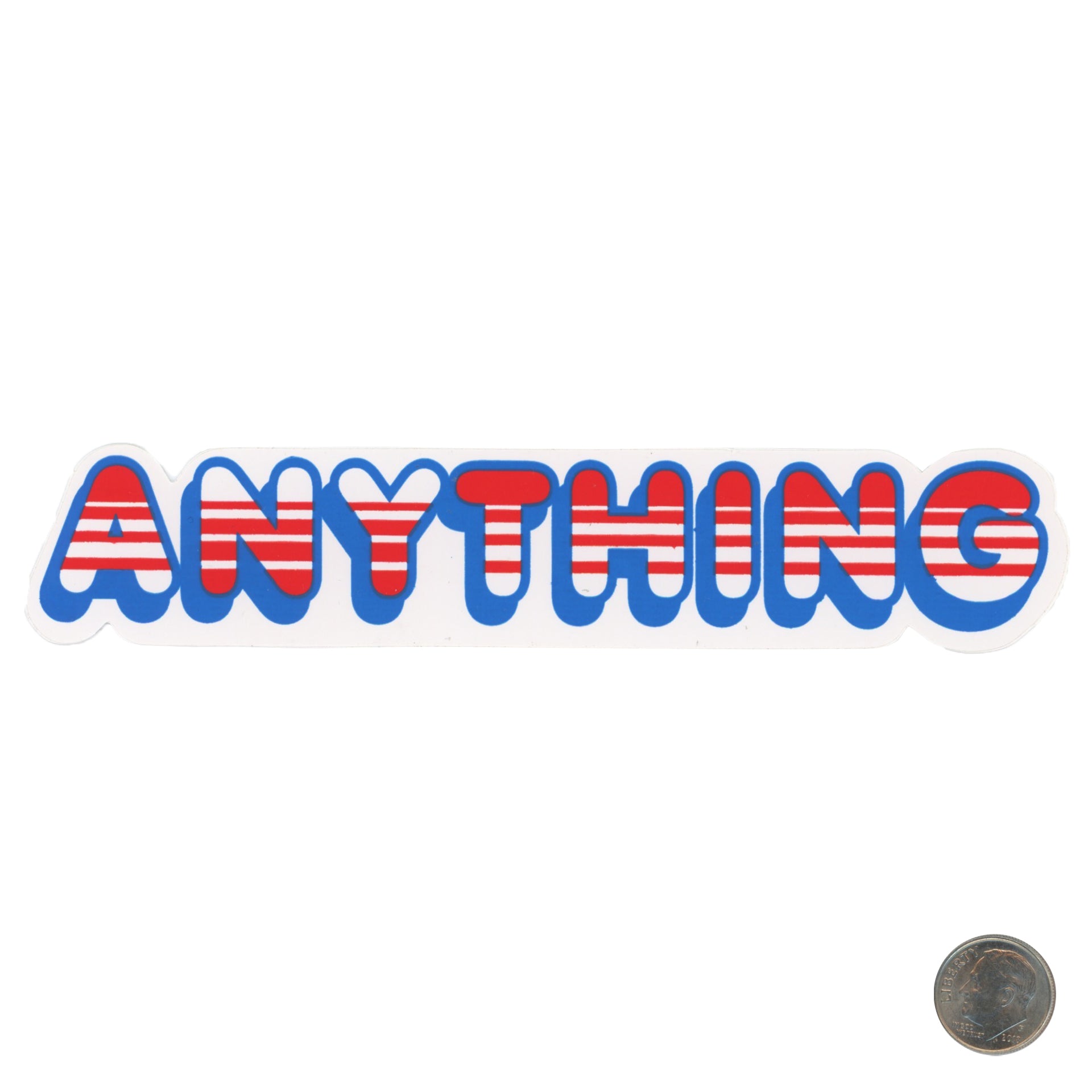 A NY Thing Striped Logo Sticker with dime