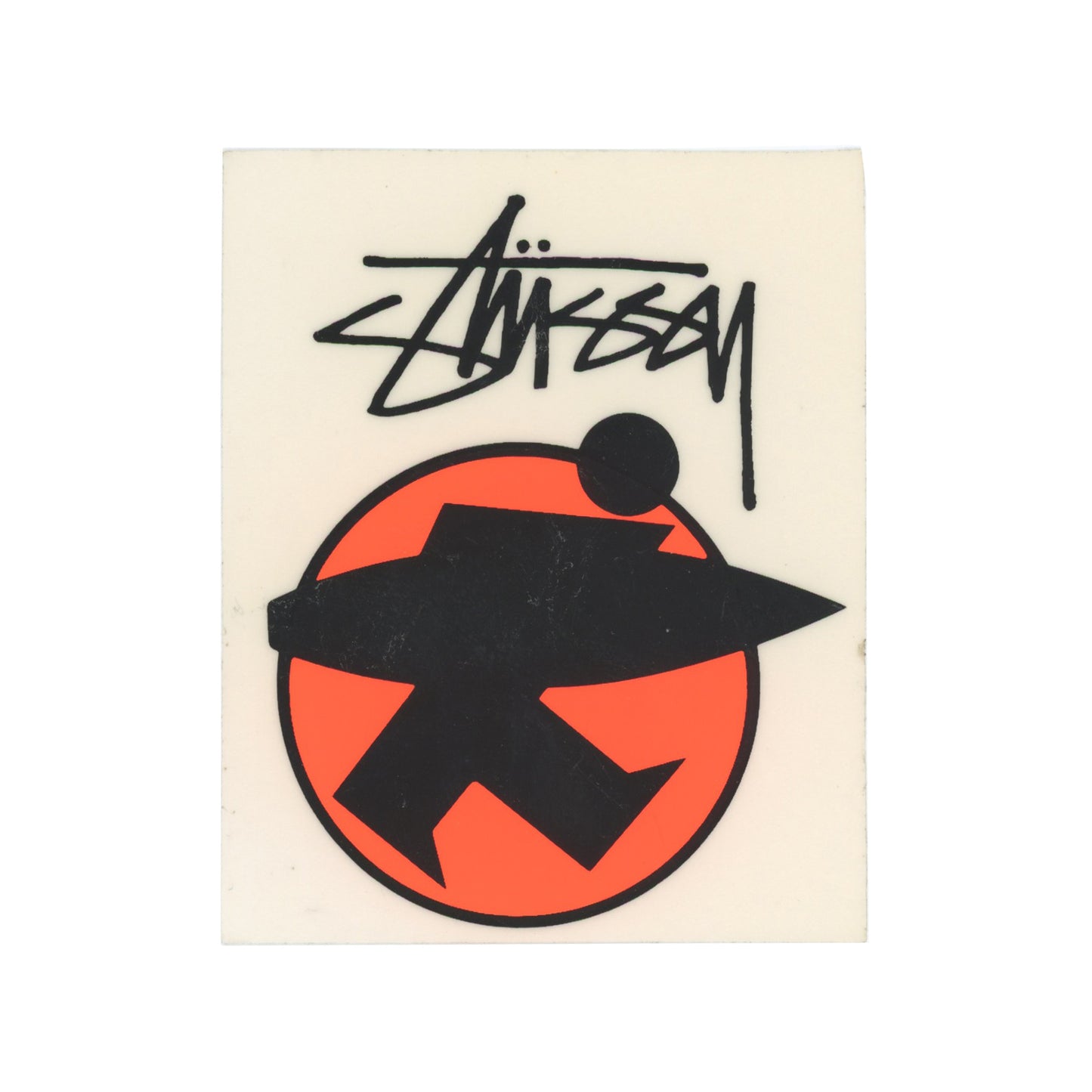 Stussy Iconic Surfer Graphic Black and Orange Sticker