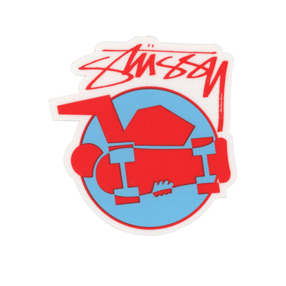 Stussy Skateboarder Graphic Logo Red Blue Sticker