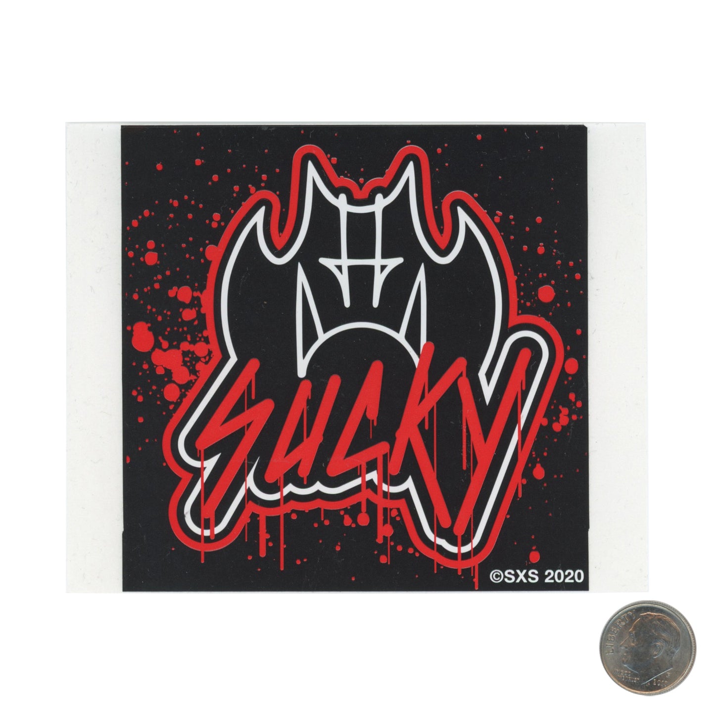 Sucky Bat Graffiti Red Black Sticker