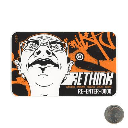 Dave Kinsey RETHINK RE-ENTER-000 Orange Sticker with dime