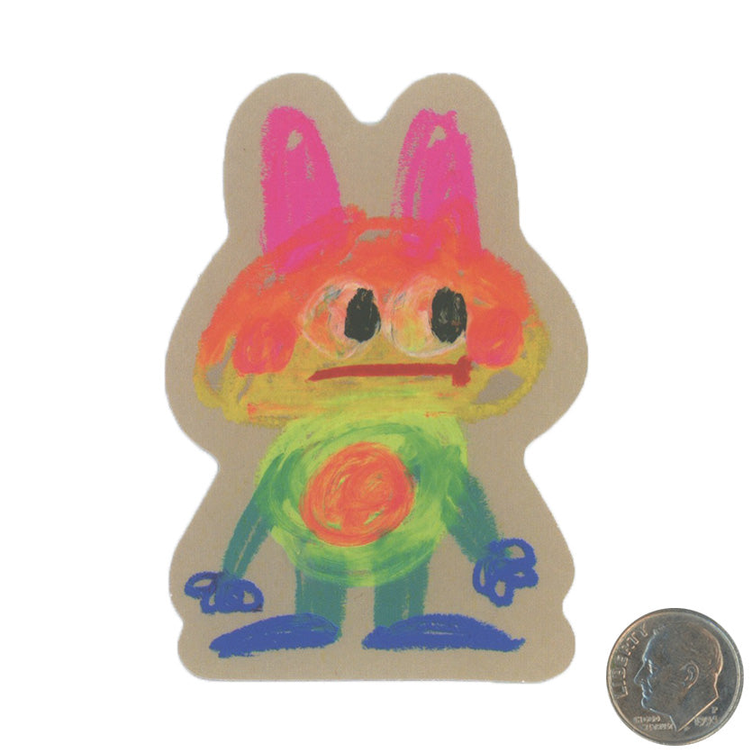Jon Burgerman Neon Gradient Crayon Character Sticker with dime