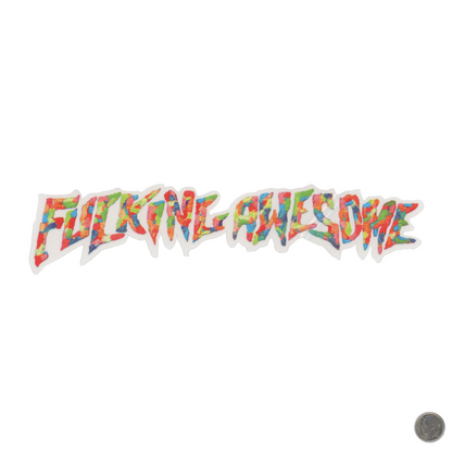 Fucking Awesome Fruity Pebbles Logo Large Sticker with dime