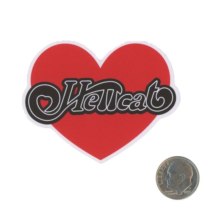Hellcat Heart Logo Sticker with dime