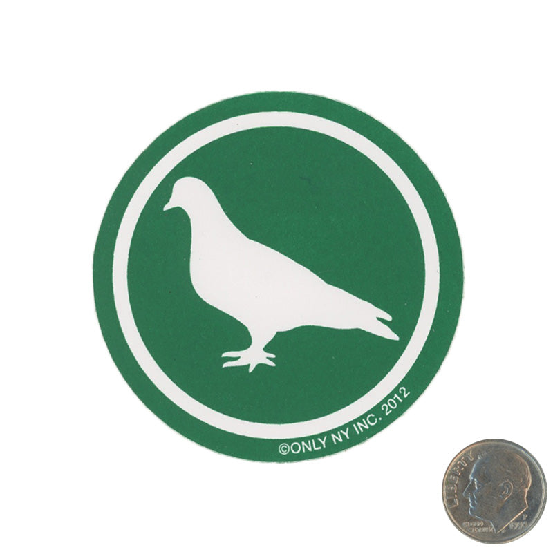 Only NY Green Pigeon Sticker with dime