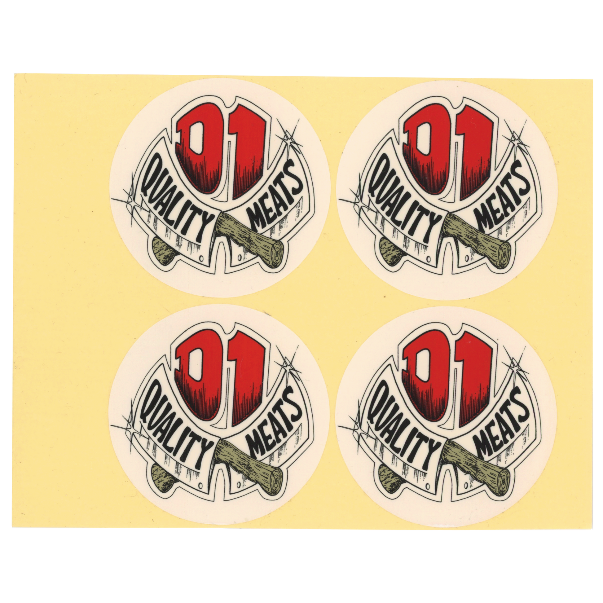 D1 Daves Quality Meats butcher knife stickers.