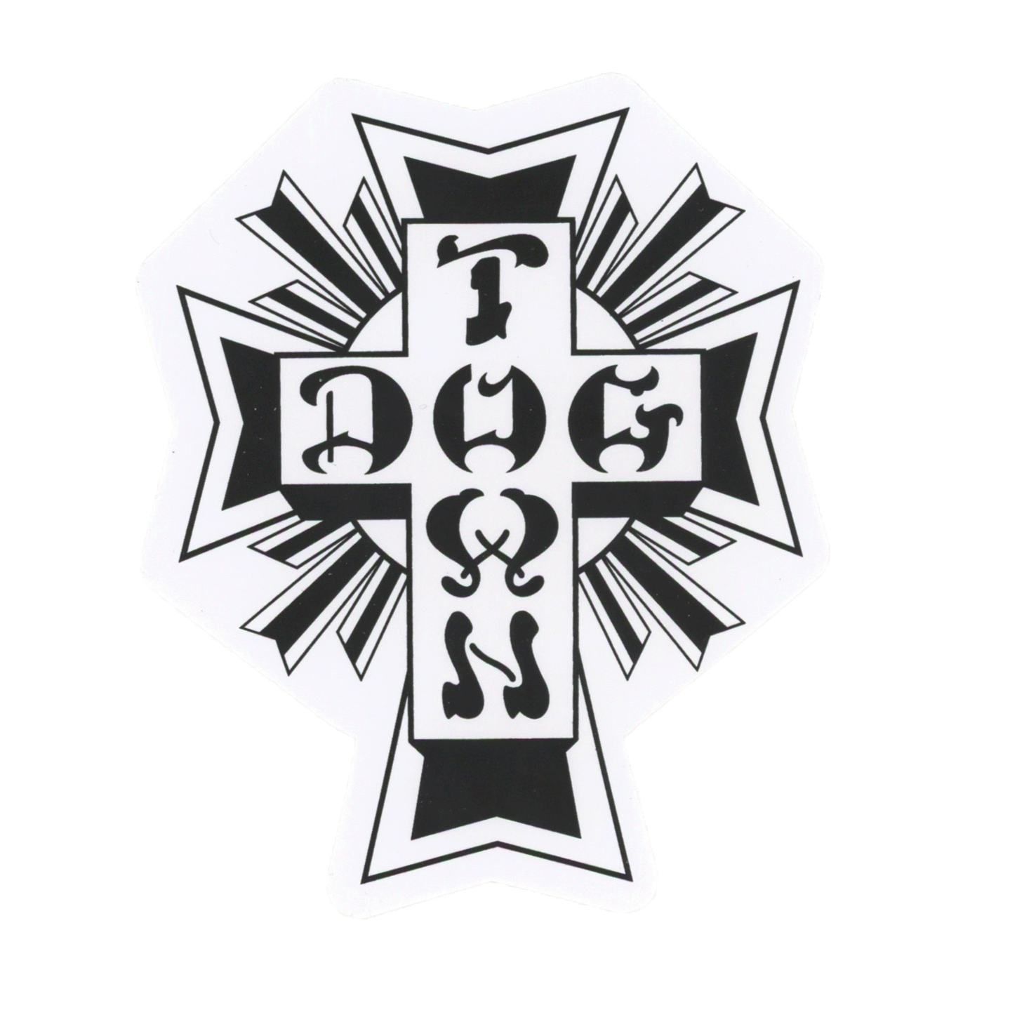 Dogtown Skateboards Cross Black & White Sticker