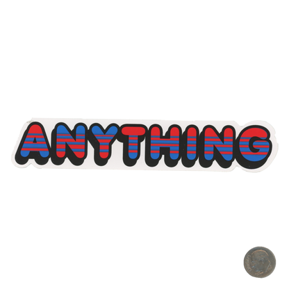 A NY Thing Striped Red/Blue Logo Sticker with dime