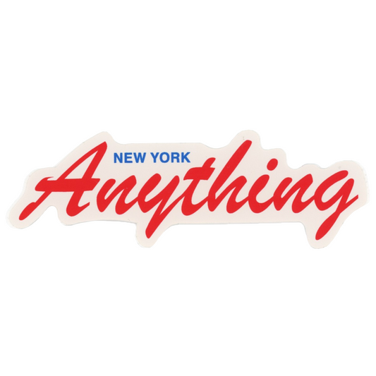Anything New York Script Logo Red Sticker