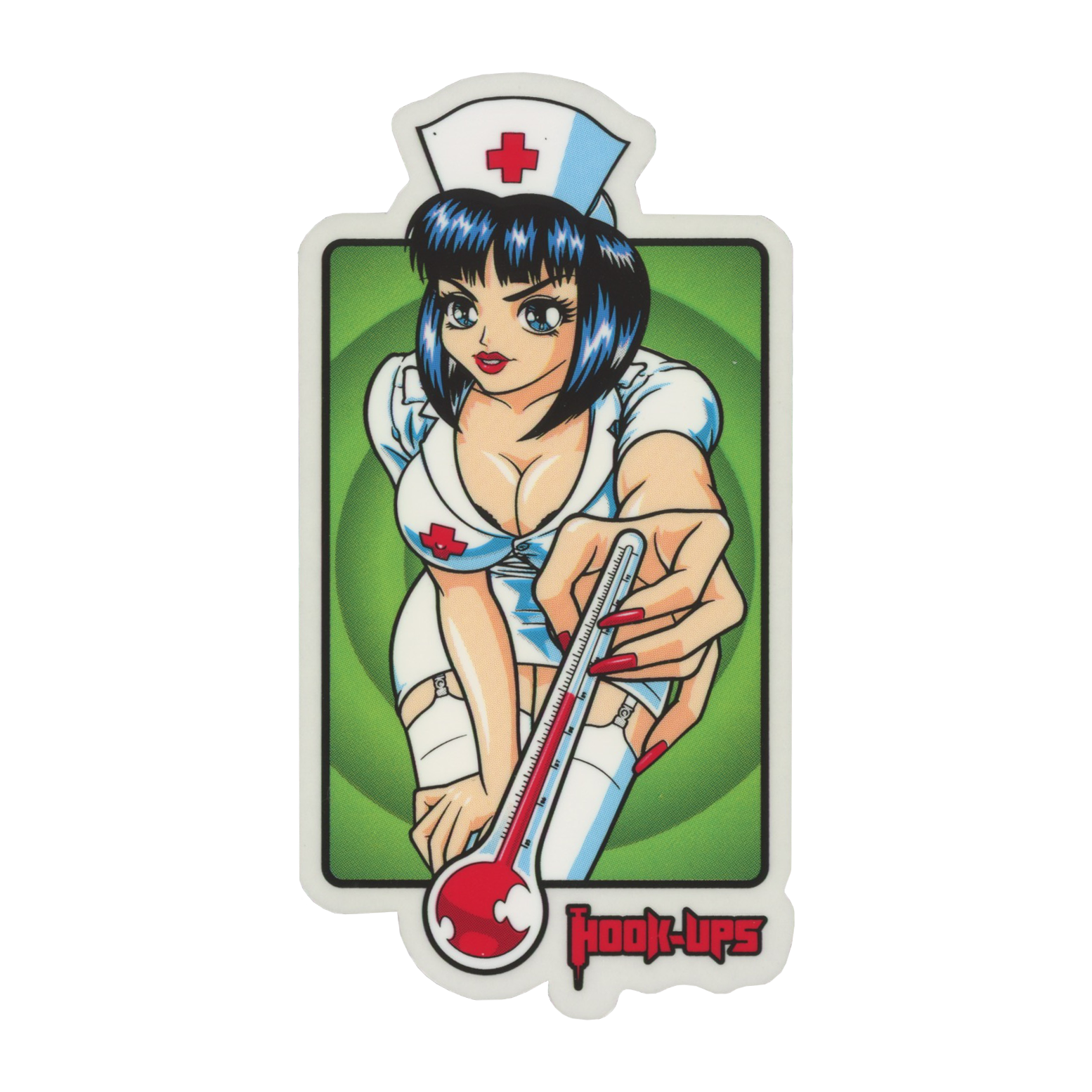 Hook Ups Skateboards Nurse W/ Thermometer Sticker