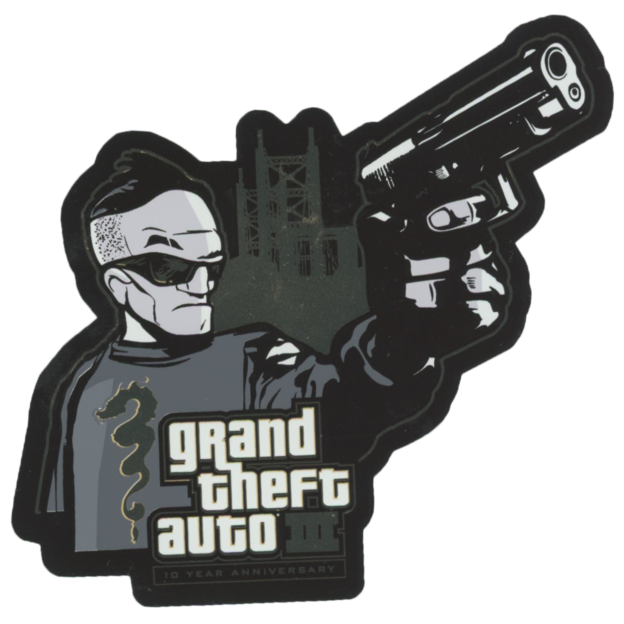 GTA III 10th Year Anniversary Pistol Sticker
