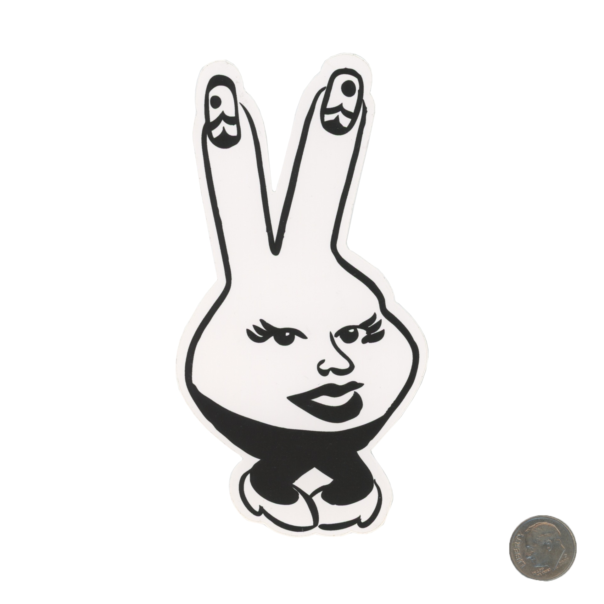 A NY Thing Peace Sign Woman Sticker with dime