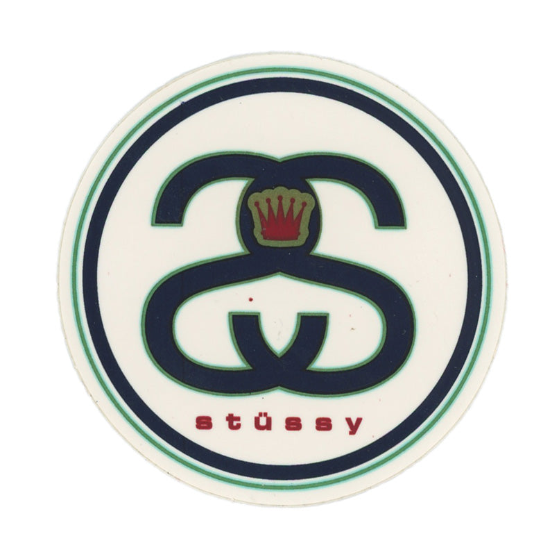 Stussy Double S Crown Logo Navy And Green Sticker