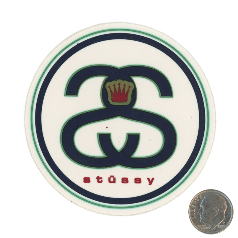 Stussy Double S Crown Logo Navy And Green Sticker