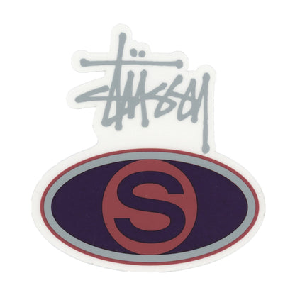 Stussy Script Logo Oval Eye Purple S Sticker