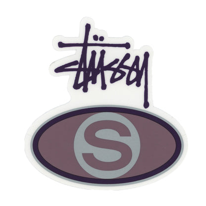 Stussy Script Logo Oval Eye Maroon S Sticker