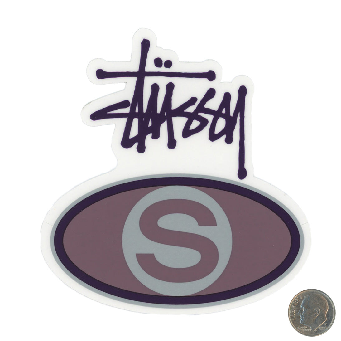 Stussy Script Logo Oval Eye Maroon S Sticker