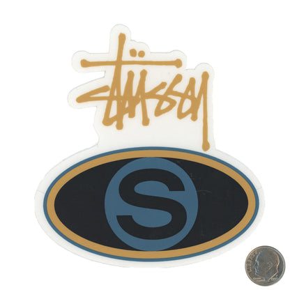 Stussy Script Logo Oval Eye Blue S Sticker