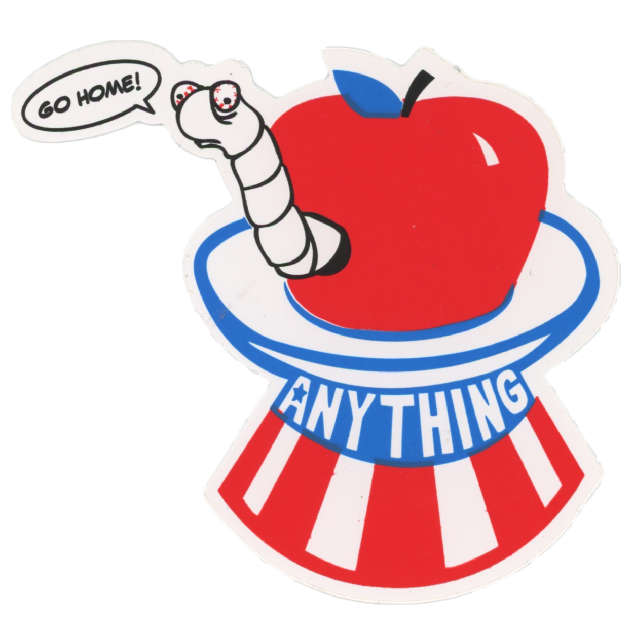 A NY Thing Go Home Worm in Apple Sticker