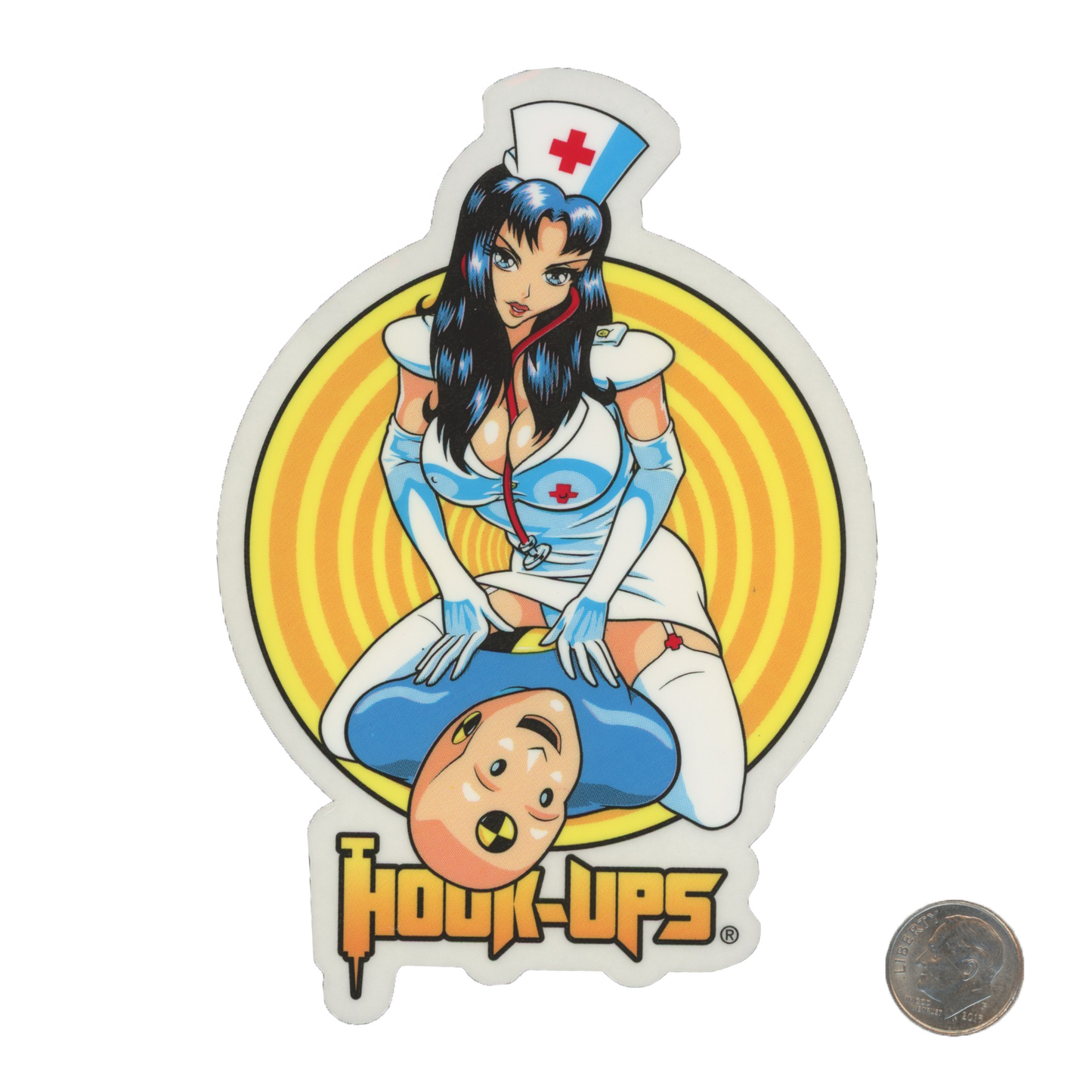 Hook Ups Nurse W/ Dummy Sticker with dime