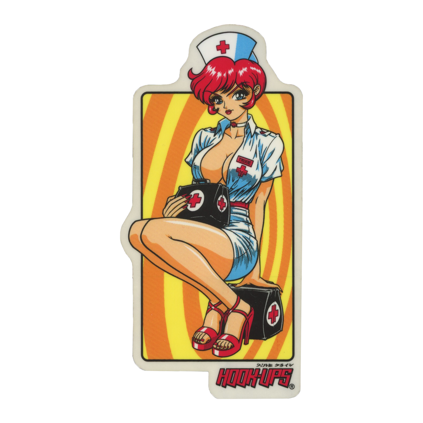 Hook Ups Skateboards Red Head Nurse Sticker